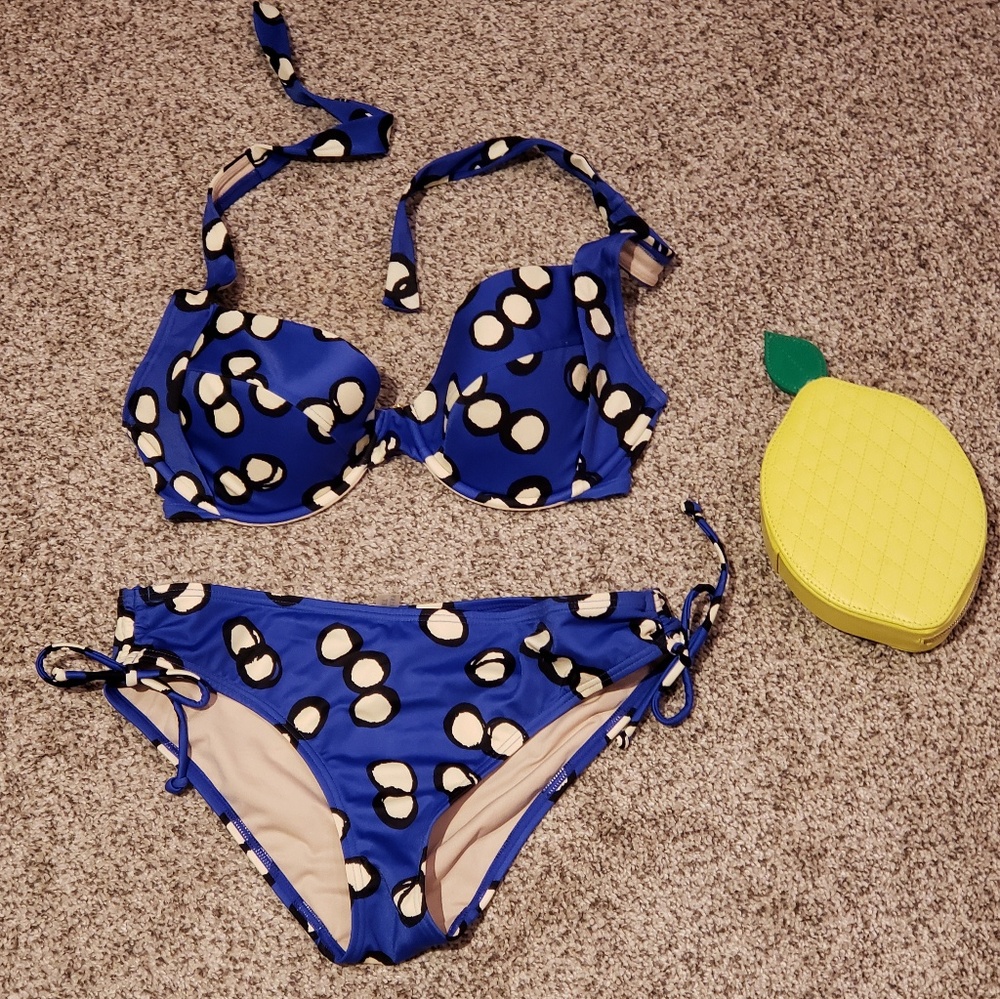 Victoria's Secret Blue Dot Bikini 36D